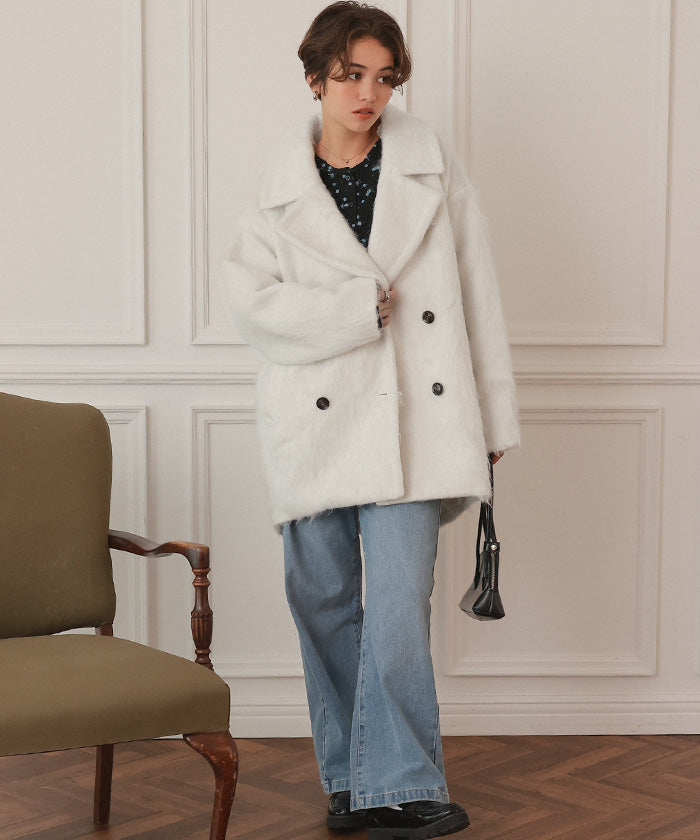 ティティベイト titivate シャギーミドルダブルコクーンコート （ブラウン） ブラウン