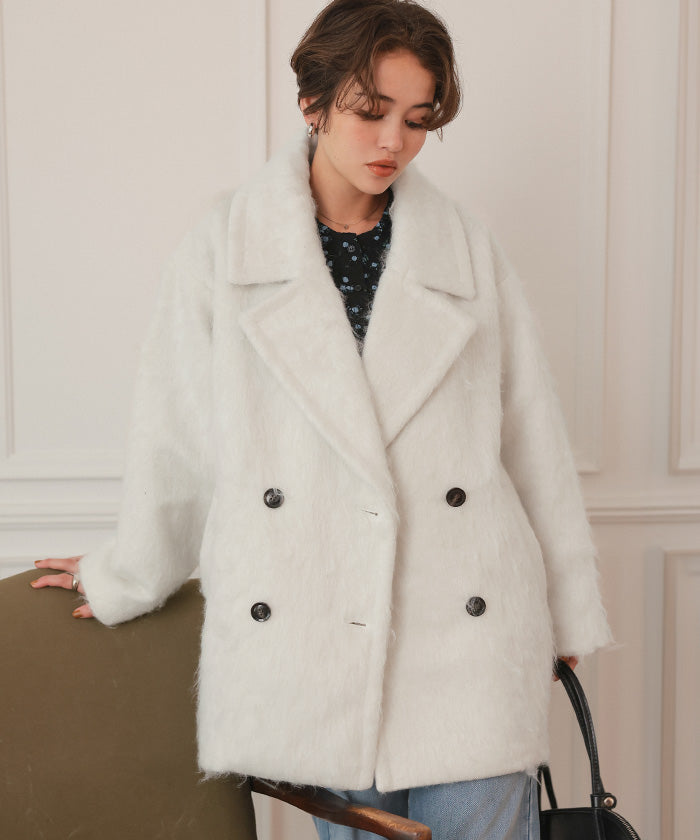 ティティベイト titivate シャギーミドルダブルコクーンコート （ブラウン） ブラウン