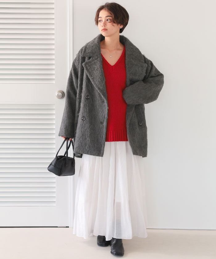 ティティベイト titivate シャギーミドルダブルコクーンコート （ブラウン） ブラウン