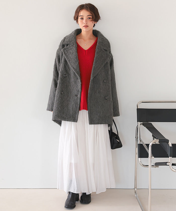 ティティベイト titivate シャギーミドルダブルコクーンコート （ブラウン） ブラウン