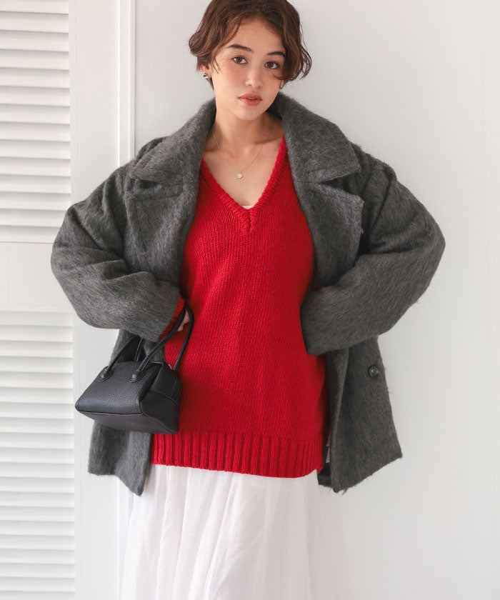 ティティベイト titivate シャギーミドルダブルコクーンコート （ブラウン） ブラウン