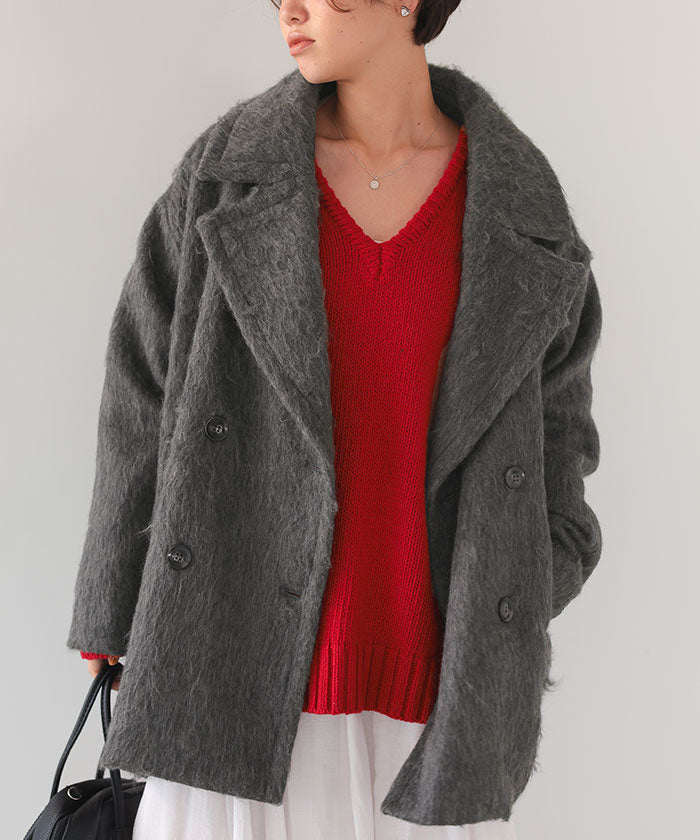 ティティベイト titivate シャギーミドルダブルコクーンコート （ブラウン） ブラウン