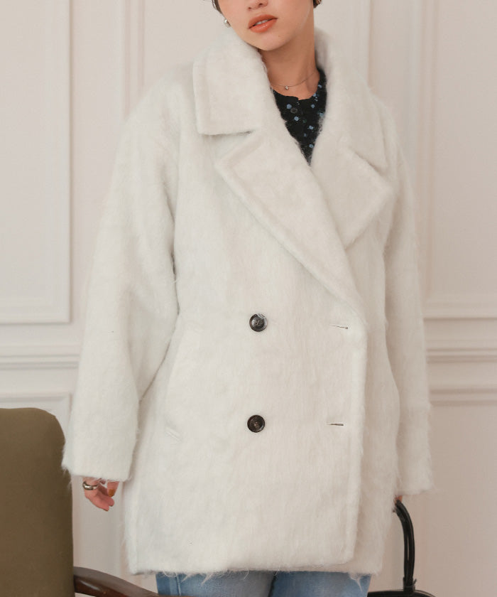 ティティベイト titivate シャギーミドルダブルコクーンコート （オフホワイト） オフホワイト