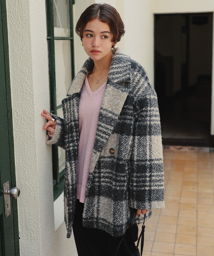 ティティベイト titivate チェック柄テーラードジャケット （モカ） モカ