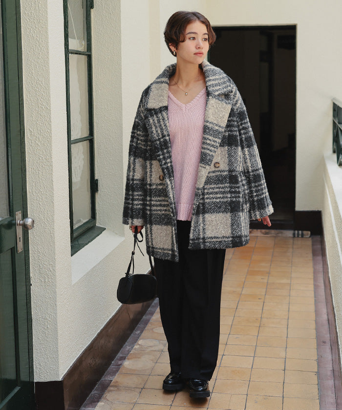 ティティベイト titivate チェック柄テーラードジャケット （モカ） モカ