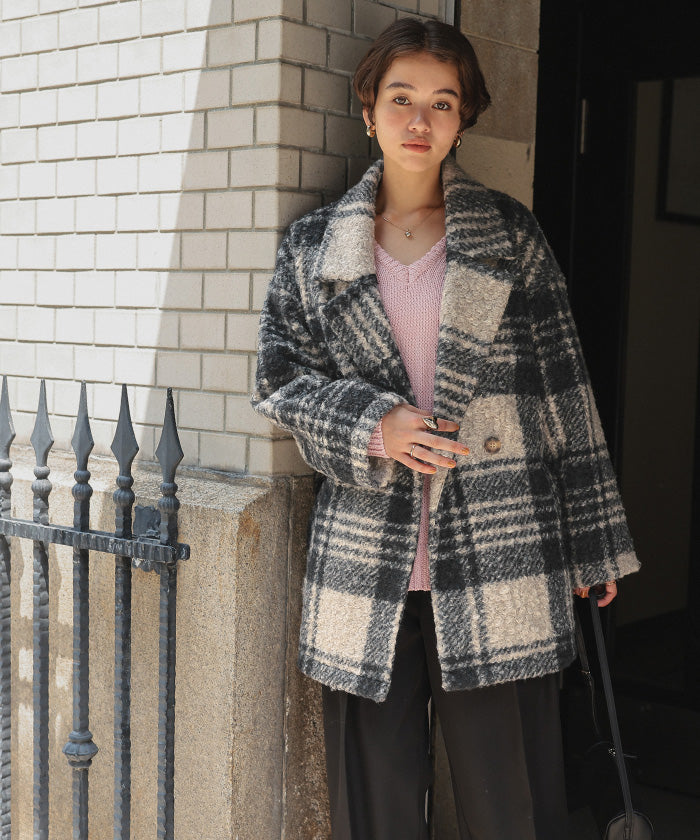 ティティベイト titivate チェック柄テーラードジャケット （モカ） モカ