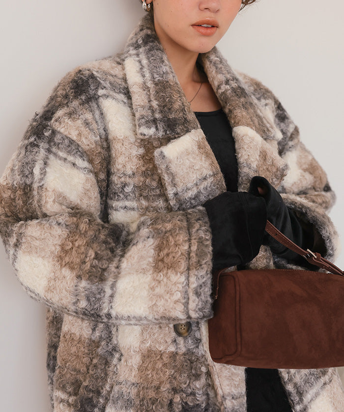 ティティベイト titivate チェック柄テーラードジャケット （モカ） モカ