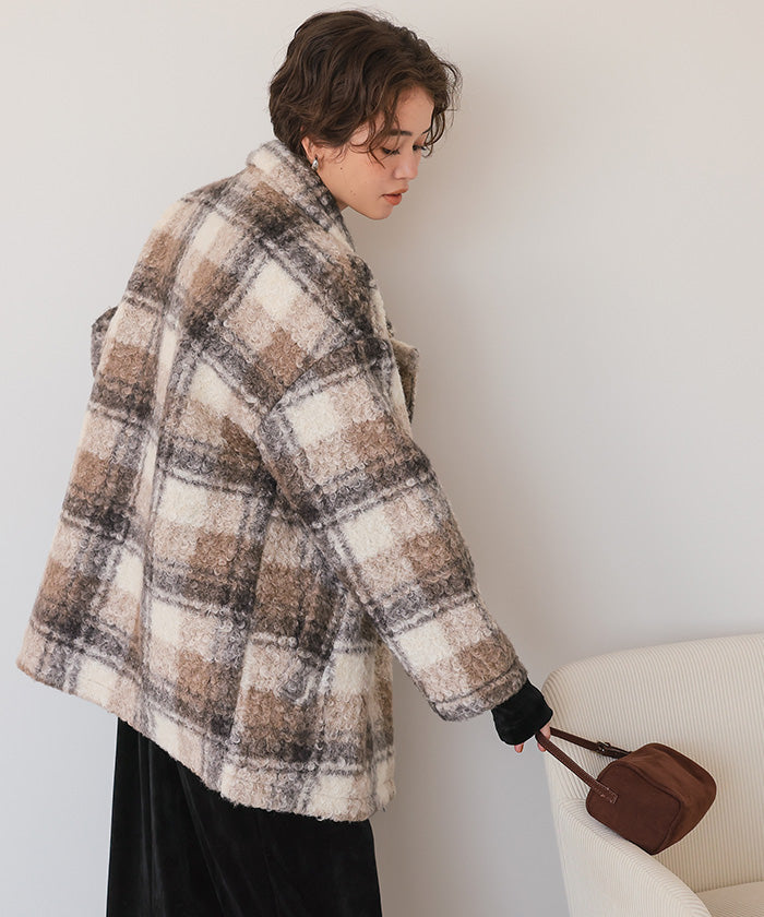 ティティベイト titivate チェック柄テーラードジャケット （モカ） モカ