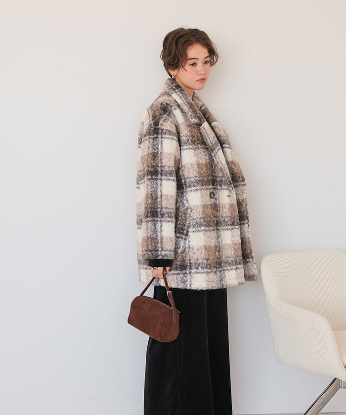 ティティベイト titivate チェック柄テーラードジャケット （モカ） モカ