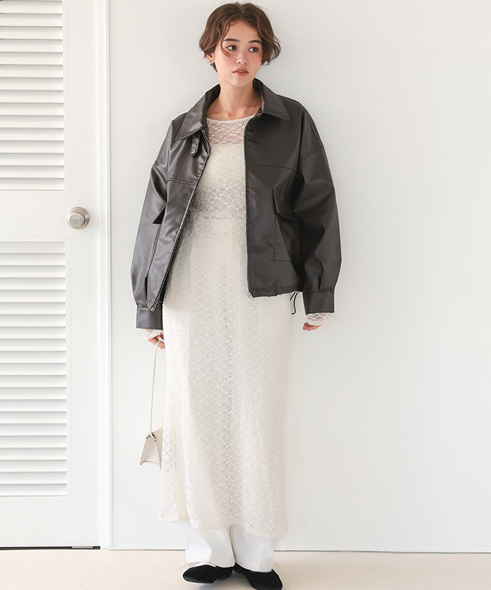 ティティベイト titivate ファーティペット付きフェイクレザーブルゾン （ブラウン） ブラウン