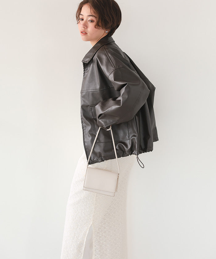 ティティベイト titivate ファーティペット付きフェイクレザーブルゾン （ブラウン） ブラウン