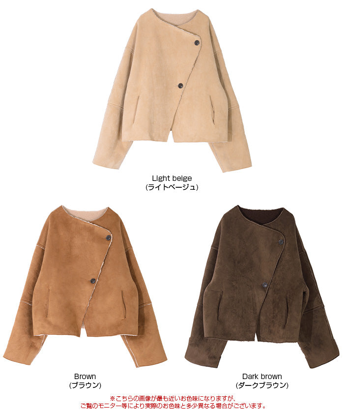 ティティベイト titivate フェイクムートンノーカラージャケット （ライトベージュ） ライトベージュ