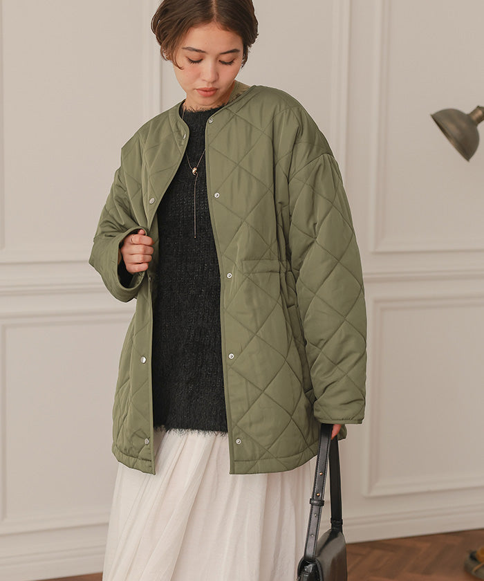 ティティベイト titivate ウエストドローストリングキルティングジャケット （カーキ） カーキ