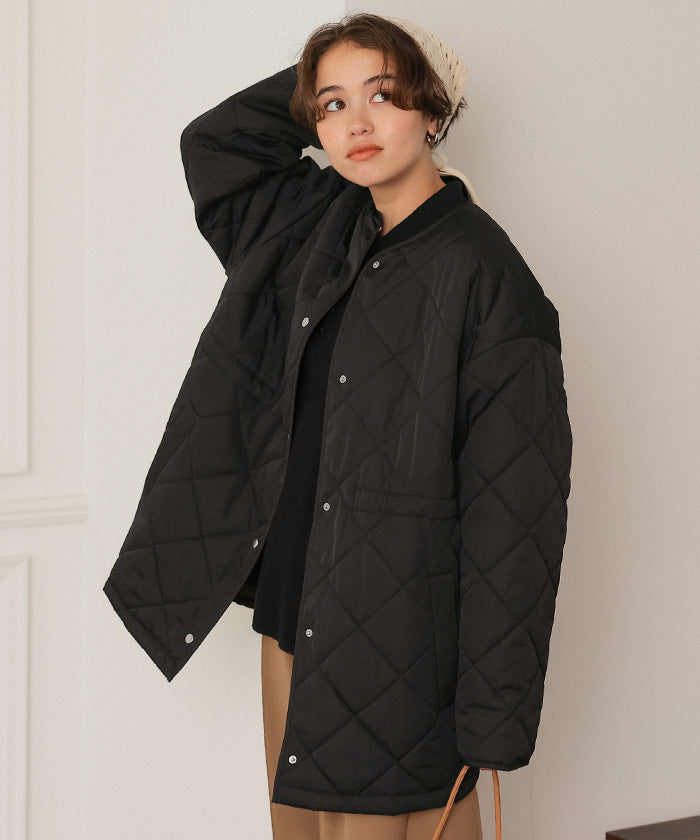 ティティベイト titivate ウエストドローストリングキルティングジャケット （ブラック） ブラック