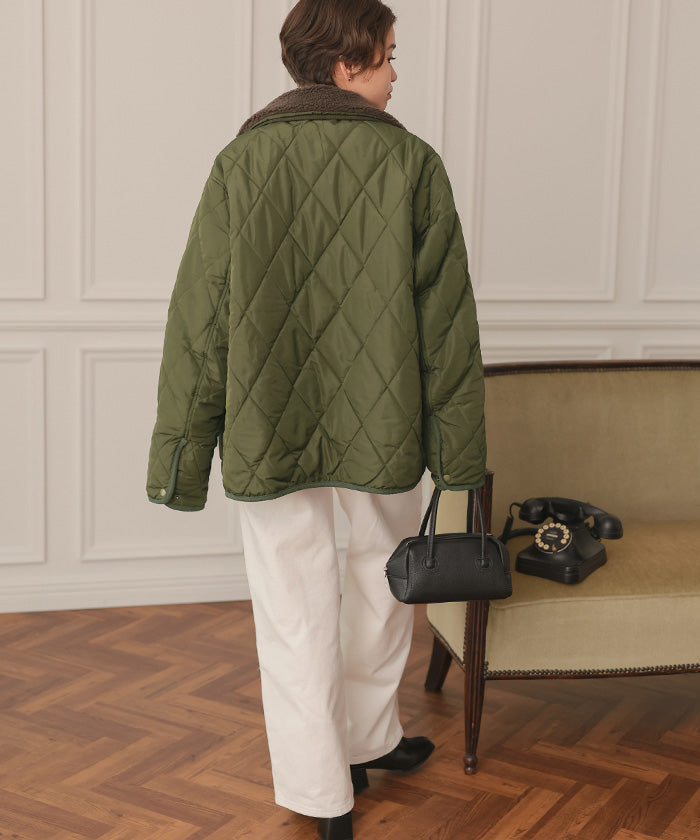 ティティベイト titivate 配色襟付きキルティングジャケット （アイボリー） アイボリー