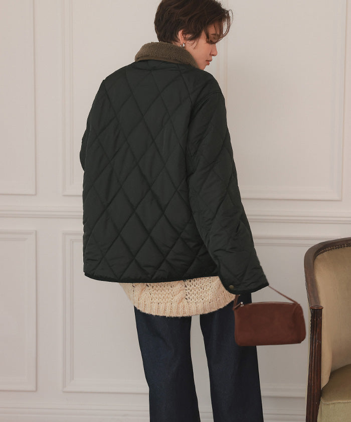 ティティベイト titivate 配色襟付きキルティングジャケット （アイボリー） アイボリー