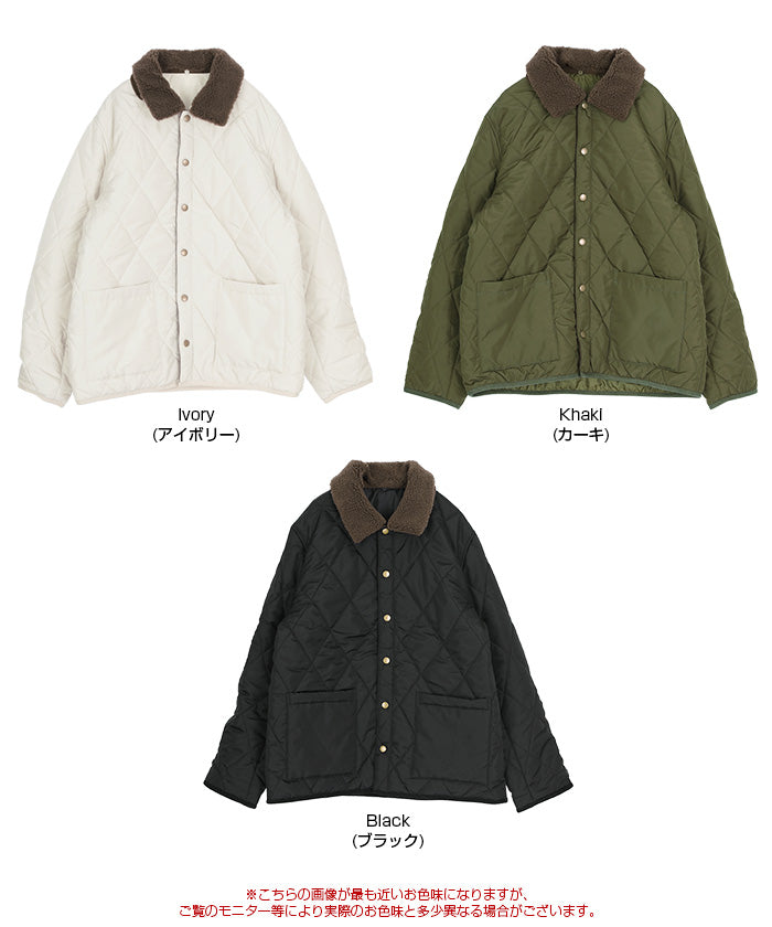 ティティベイト titivate 配色襟付きキルティングジャケット （アイボリー） アイボリー