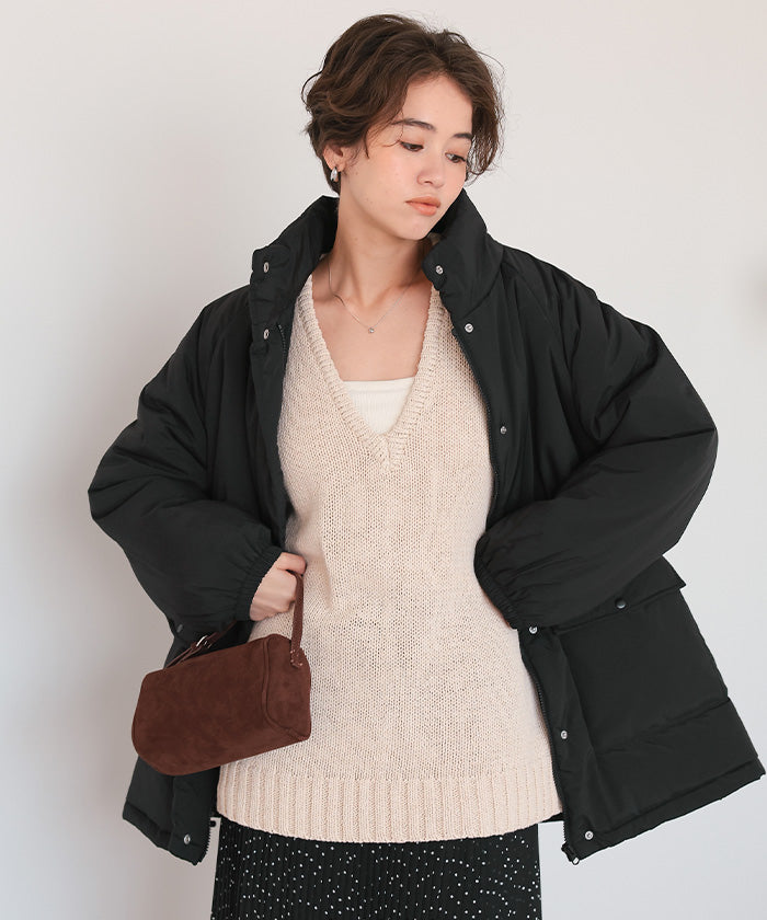 ティティベイト titivate スタンドカラー中綿ブルゾン （アイボリー） アイボリー