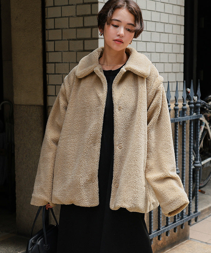 ティティベイト titivate 2wayフレアシルエットボアアウター （ブラック） ブラック