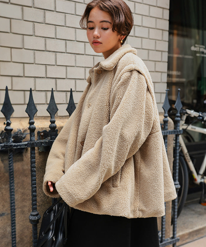 ティティベイト titivate 2wayフレアシルエットボアアウター （ブラック） ブラック