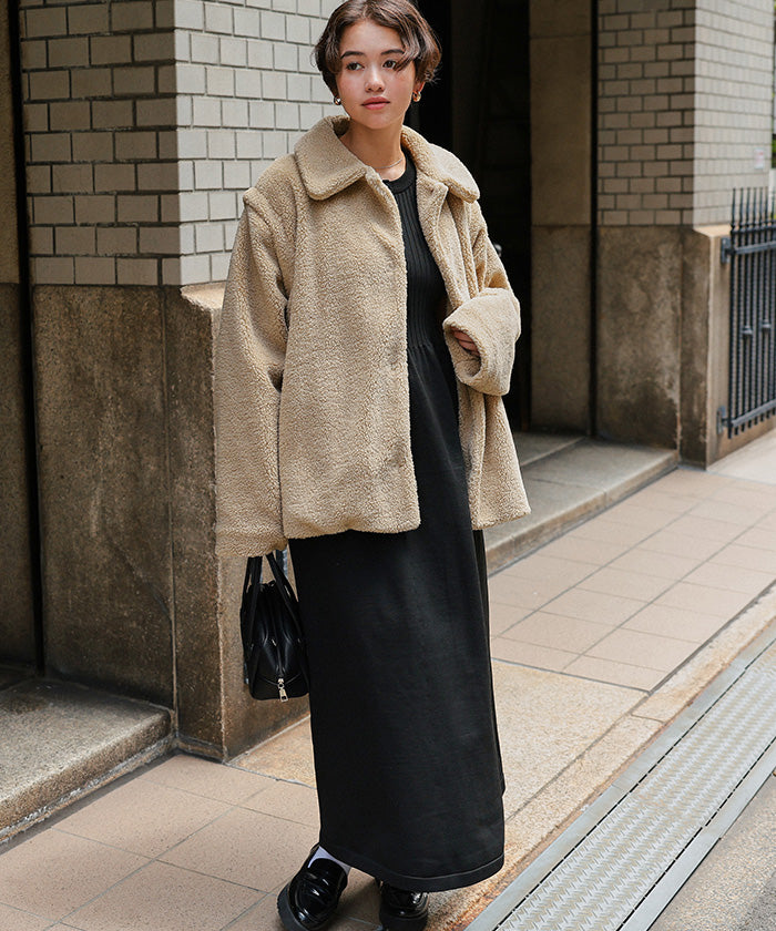 ティティベイト titivate 2wayフレアシルエットボアアウター （ブラック） ブラック