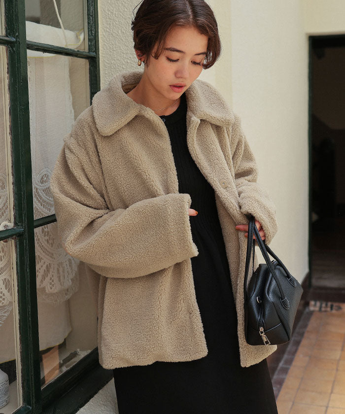 ティティベイト titivate 2wayフレアシルエットボアアウター （ブラック） ブラック