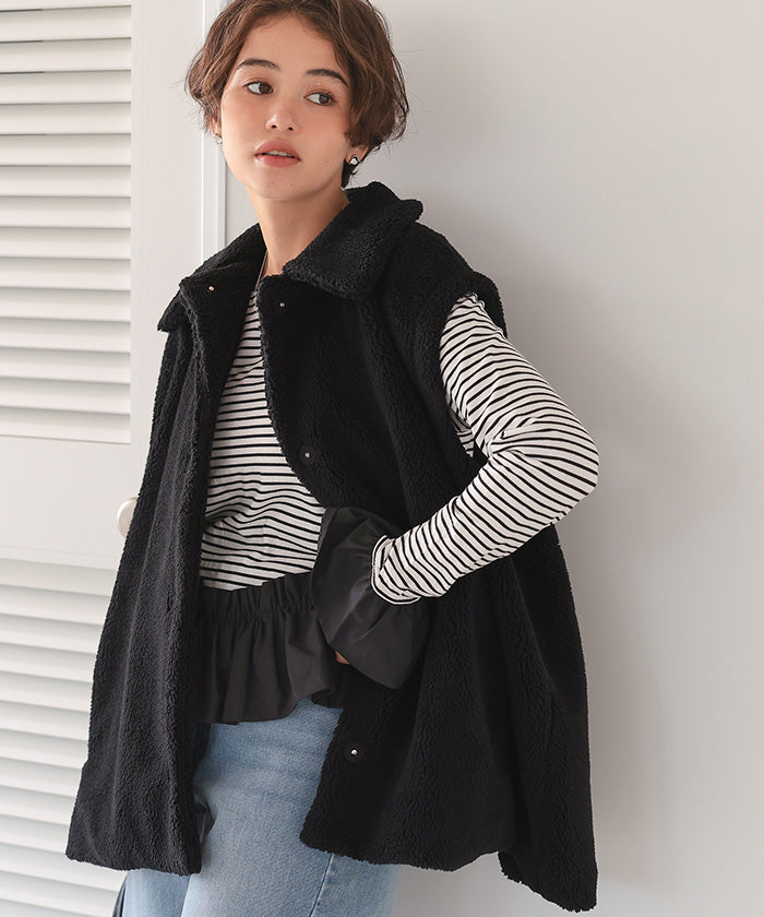 ティティベイト titivate 2wayフレアシルエットボアアウター （ブラック） ブラック