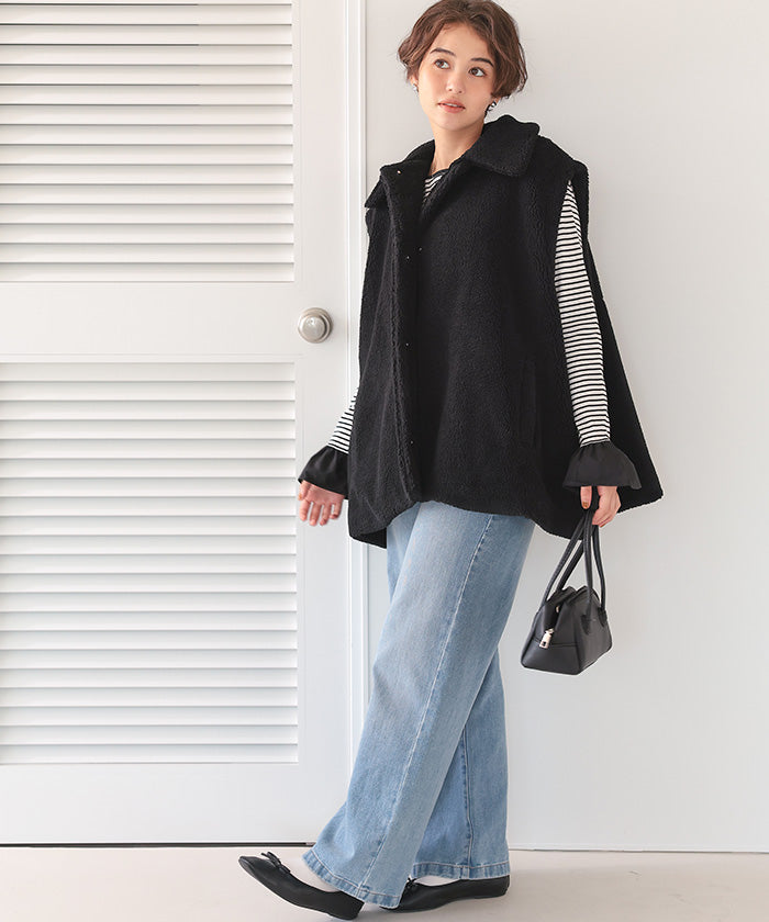 ティティベイト titivate 2wayフレアシルエットボアアウター （ブラック） ブラック