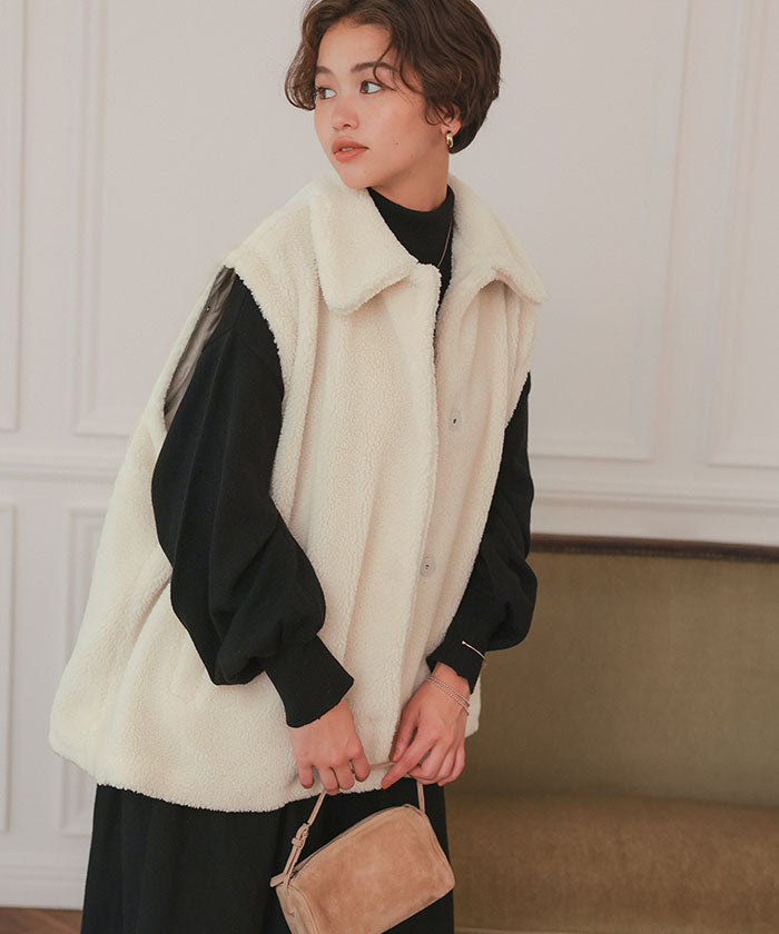 ティティベイト titivate 2wayフレアシルエットボアアウター （ブラック） ブラック