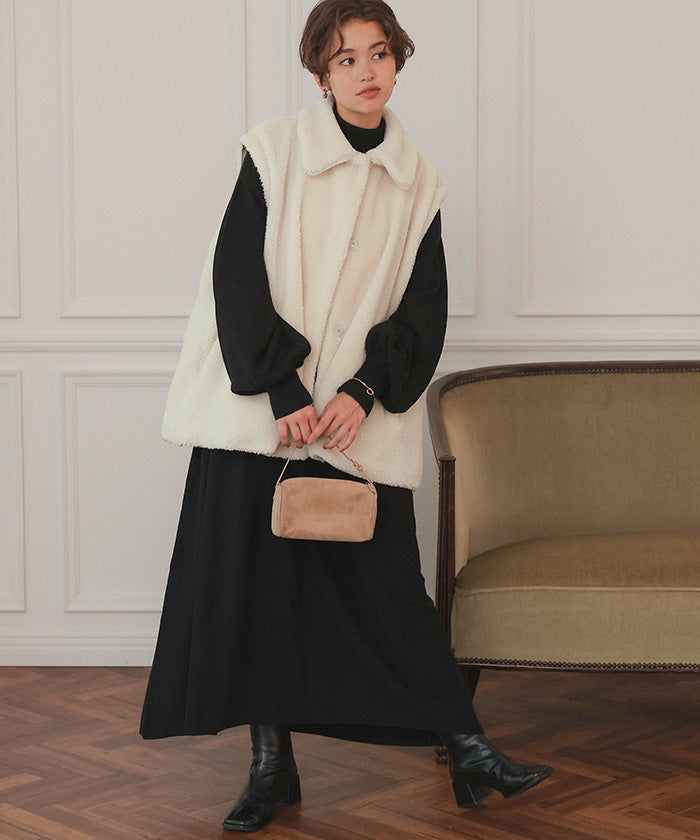 ティティベイト titivate 2wayフレアシルエットボアアウター （ブラック） ブラック