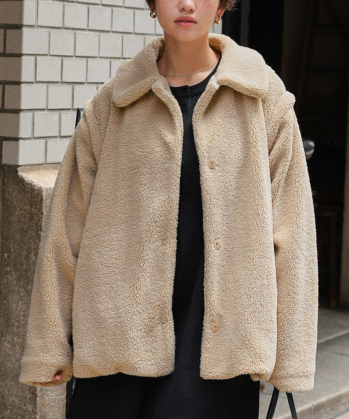 ティティベイト titivate 2wayフレアシルエットボアアウター （ブラック） ブラック