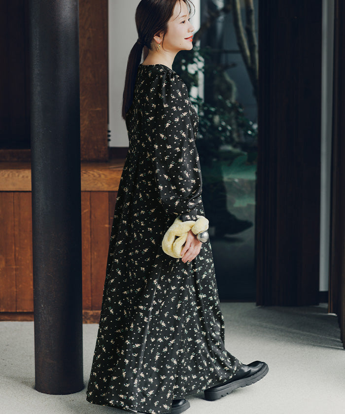 ティティベイト titivate ボリュームギャザースリーブフレアワンピース （ドット2） ドット2