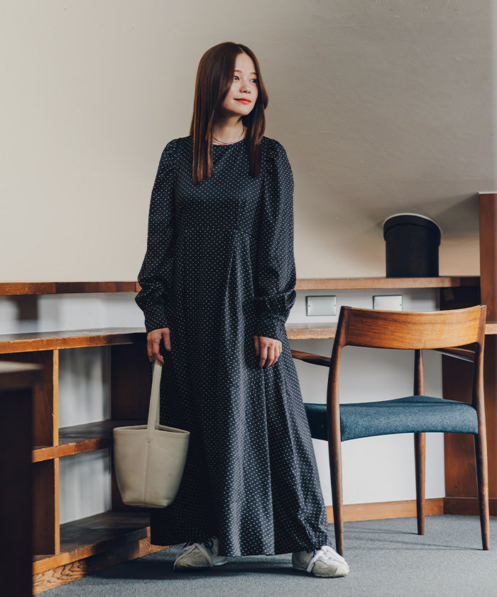 ティティベイト titivate ボリュームギャザースリーブフレアワンピース （ドット2） ドット2