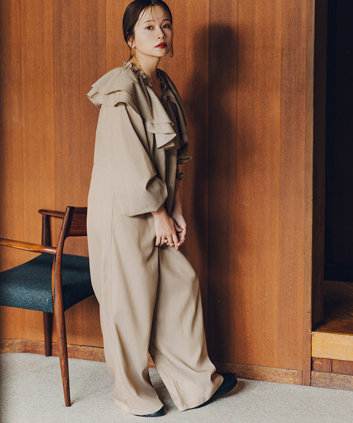 ティティベイト titivate フロントファスナーフリルデザインオールインワン （ブラック） ブラック