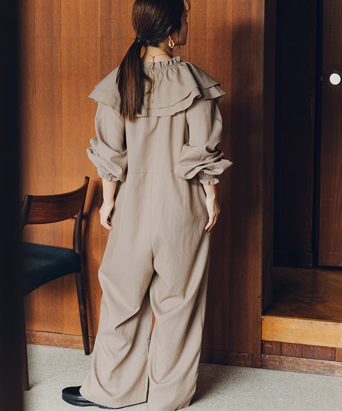 ティティベイト titivate フロントファスナーフリルデザインオールインワン （ブラック） ブラック