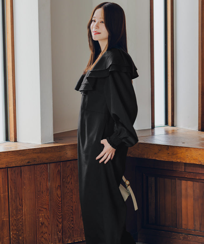 ティティベイト titivate フロントファスナーフリルデザインオールインワン （ブラック） ブラック