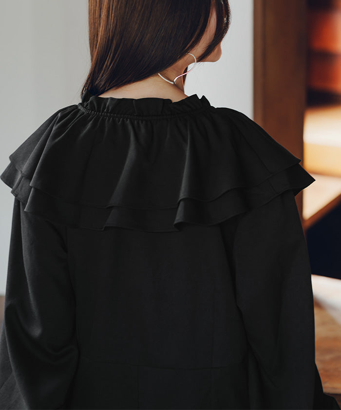 ティティベイト titivate フロントファスナーフリルデザインオールインワン （ブラック） ブラック