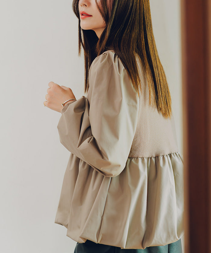 ティティベイト titivate ドッキングバルーンペプラムニット/トップス （ベージュ） ベージュ