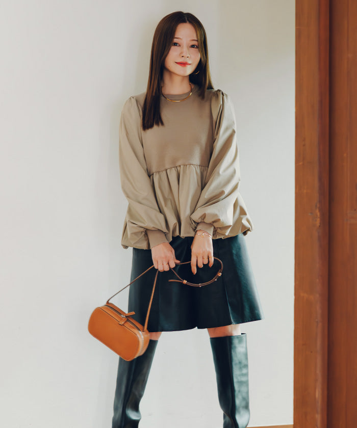 ティティベイト titivate ドッキングバルーンペプラムニット/トップス （ベージュ） ベージュ