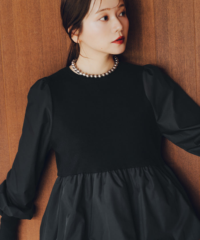 ティティベイト titivate ドッキングバルーンペプラムニット/トップス （ベージュ） ベージュ