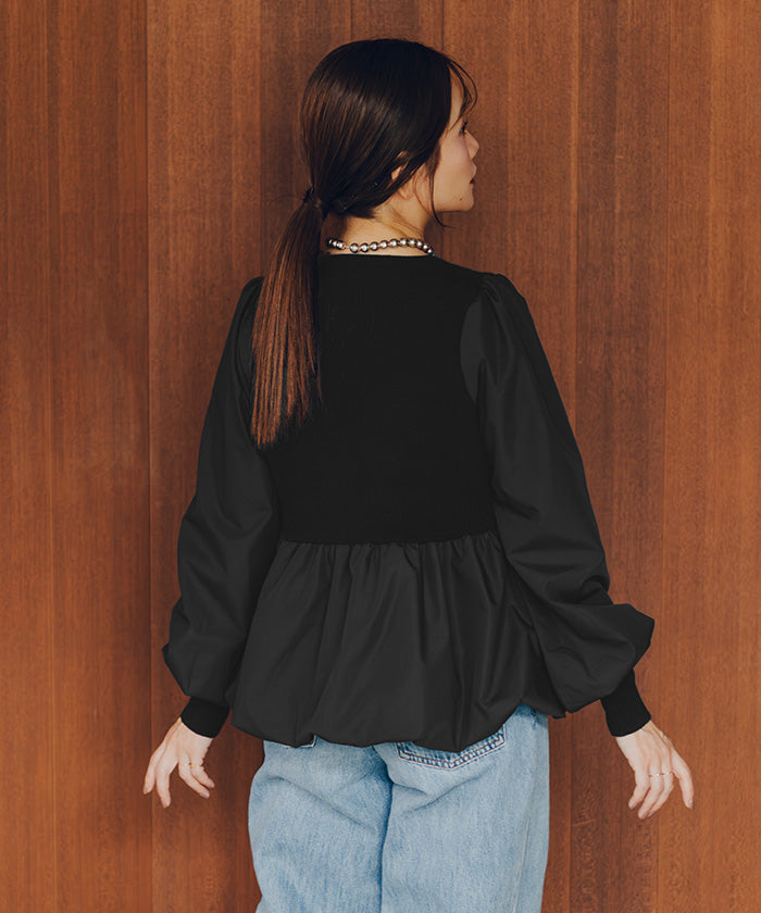 ティティベイト titivate ドッキングバルーンペプラムニット/トップス （ベージュ） ベージュ