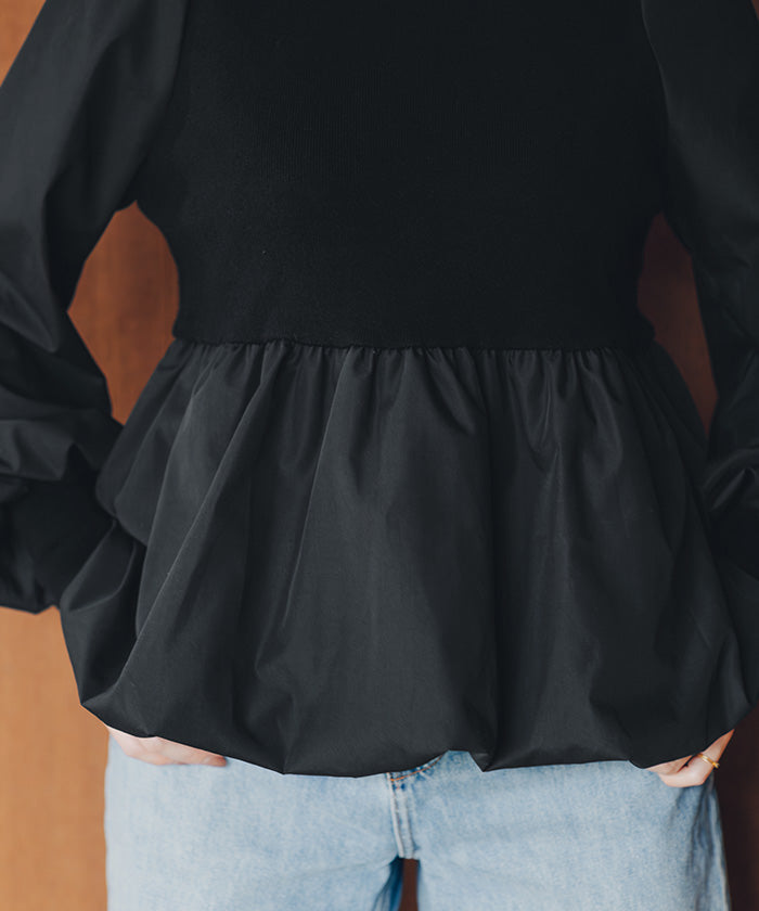 ティティベイト titivate ドッキングバルーンペプラムニット/トップス （ベージュ） ベージュ