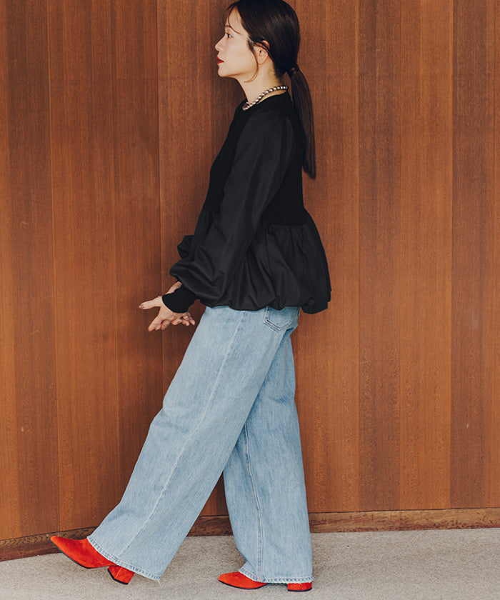 ティティベイト titivate ドッキングバルーンペプラムニット/トップス （ベージュ） ベージュ