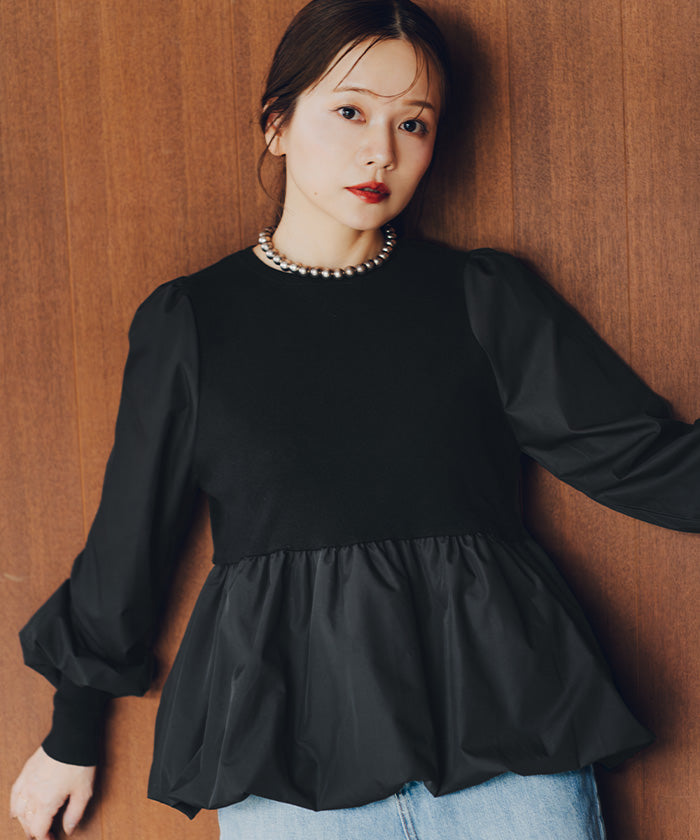 ティティベイト titivate ドッキングバルーンペプラムニット/トップス （ベージュ） ベージュ