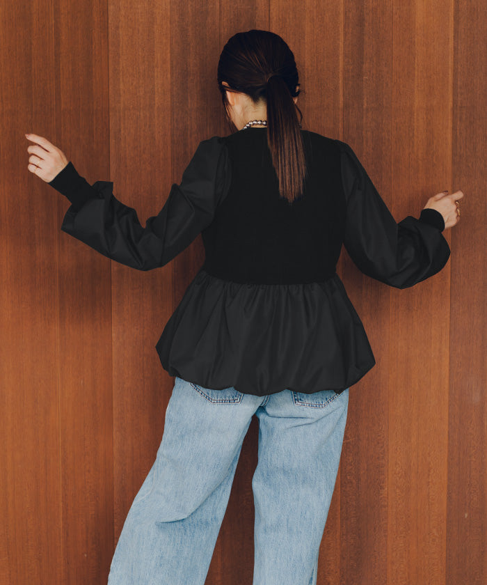 ティティベイト titivate ドッキングバルーンペプラムニット/トップス （ベージュ） ベージュ