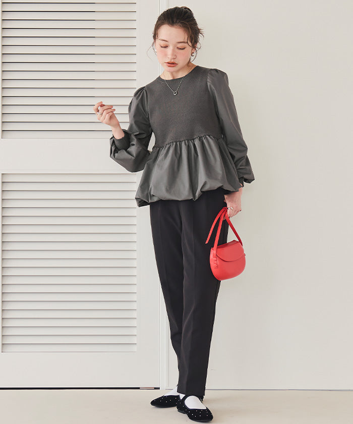 ティティベイト titivate ドッキングバルーンペプラムニット/トップス （ベージュ） ベージュ