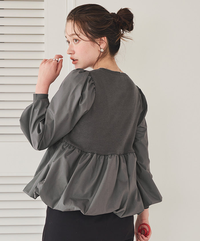 ティティベイト titivate ドッキングバルーンペプラムニット/トップス （ベージュ） ベージュ