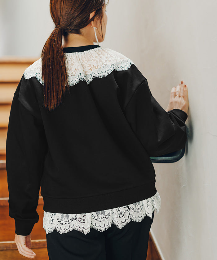 ティティベイト titivate レースドッキングデザインスウェット （ダークベージュ） ダークベージュ