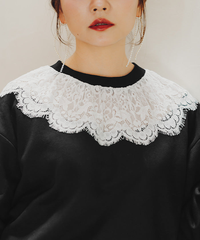 ティティベイト titivate レースドッキングデザインスウェット （ダークベージュ） ダークベージュ