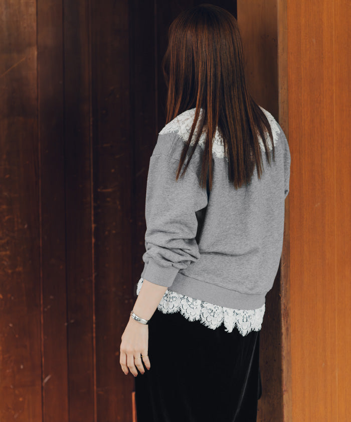 ティティベイト titivate レースドッキングデザインスウェット （ダークベージュ） ダークベージュ